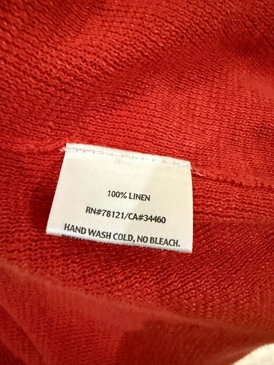 Eileen Fisher 100% linen orange open front cardigan large size medium - Picture 6 of 7